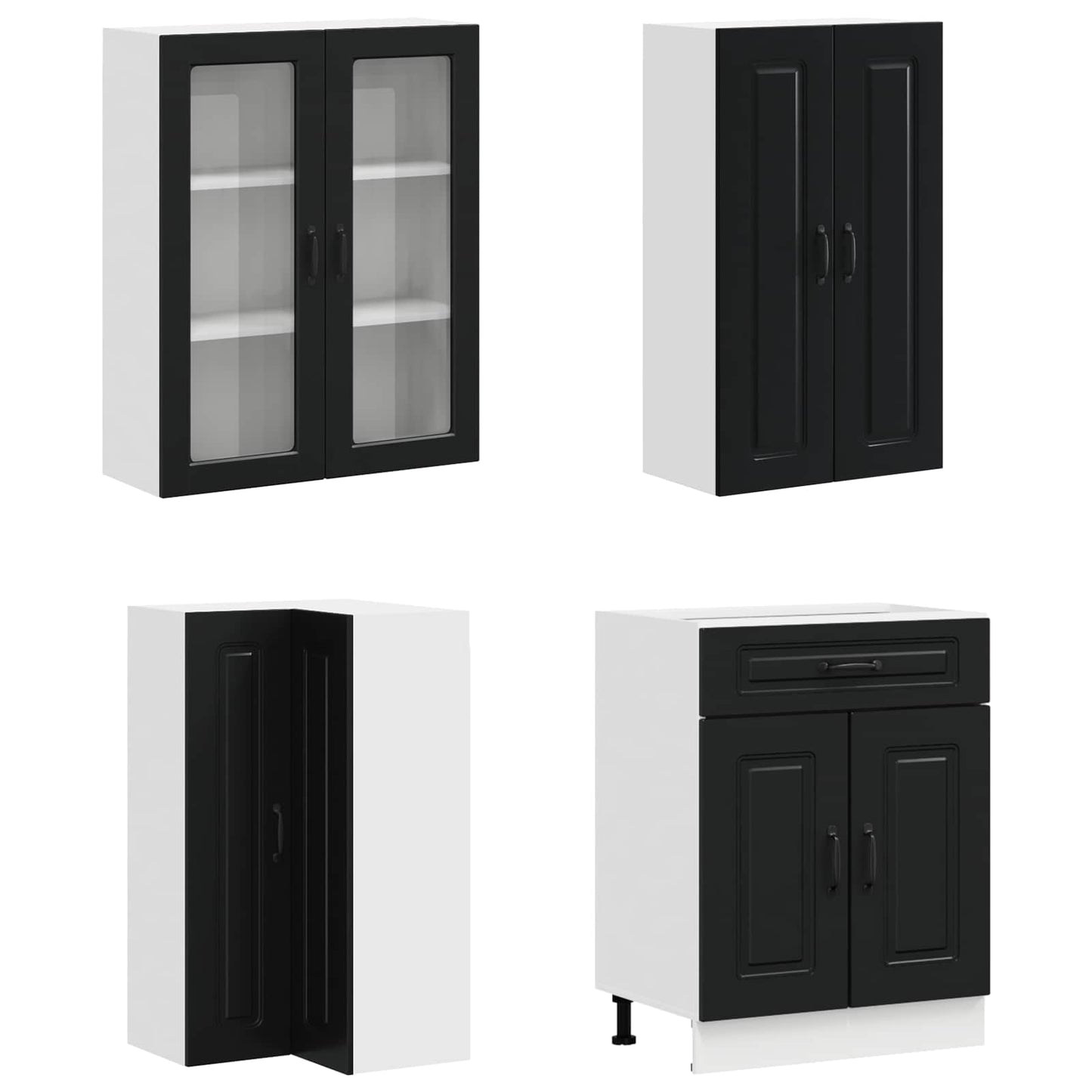 Kitchen Unit KALMAR 8 pcs Black Engineered Wood
