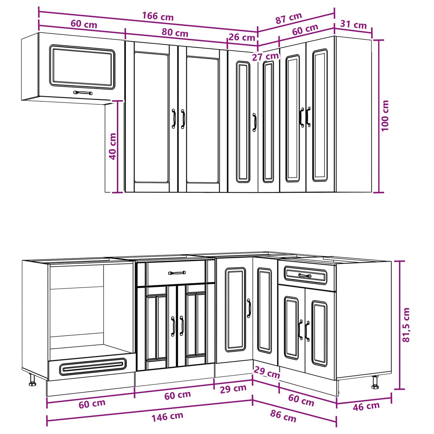 Kitchen Unit KALMAR 8 pcs High Gloss White Engineered Wood