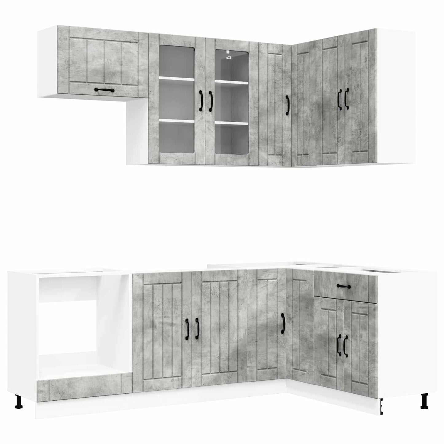 Kitchen Unit LUCCA 8 pcs Concrete Grey Engineered Wood
