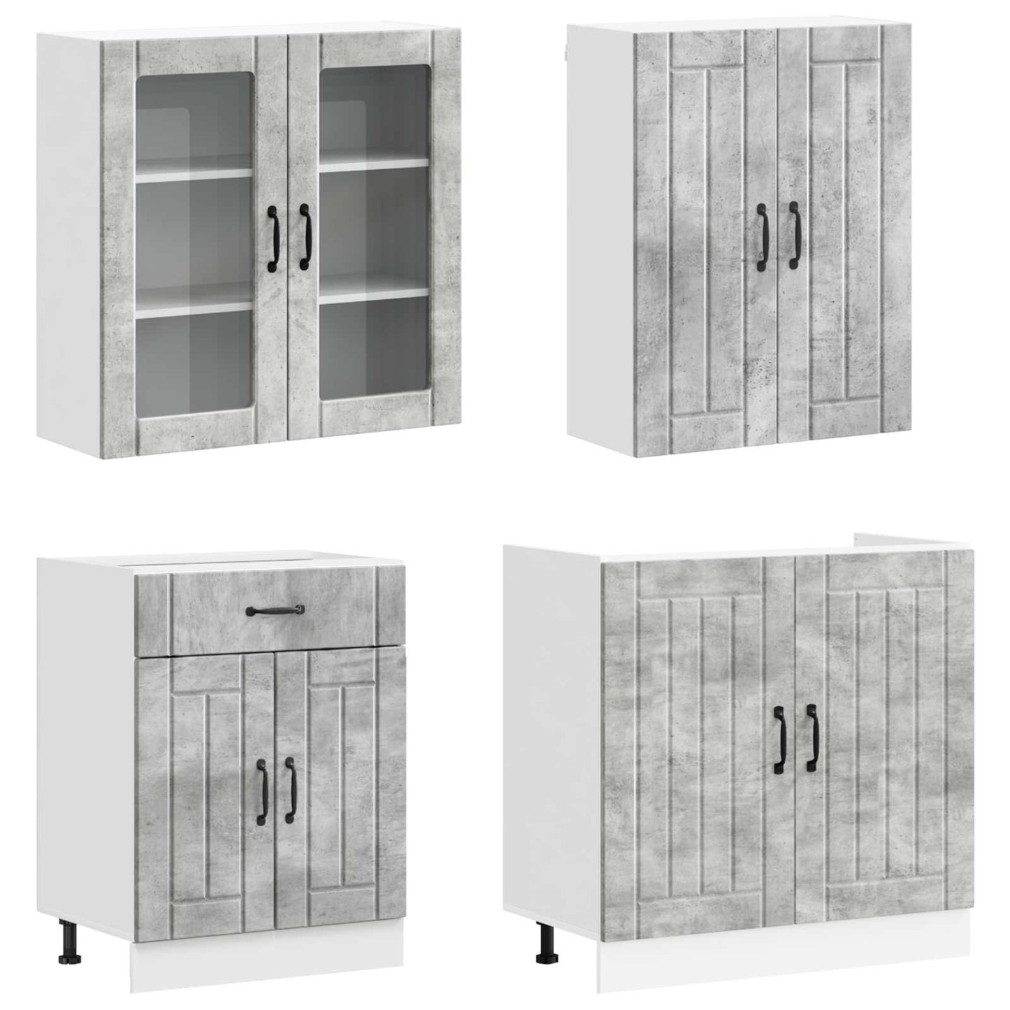 Kitchen Unit LUCCA 8 pcs Concrete Grey Engineered Wood