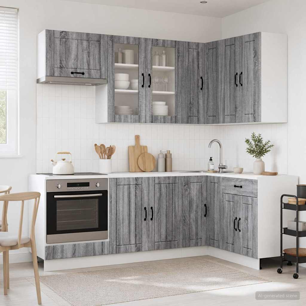 Kitchen Unit LUCCA 8 pcs Grey Sonoma Engineered Wood