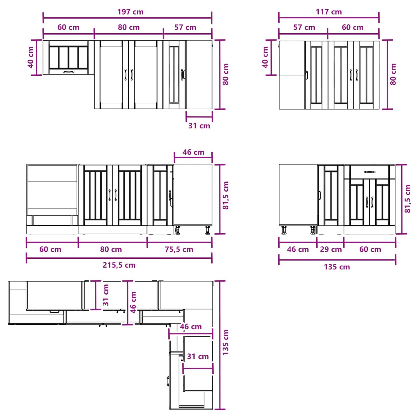 Kitchen Unit LUCCA 8 pcs Artisan Oak Engineered Wood