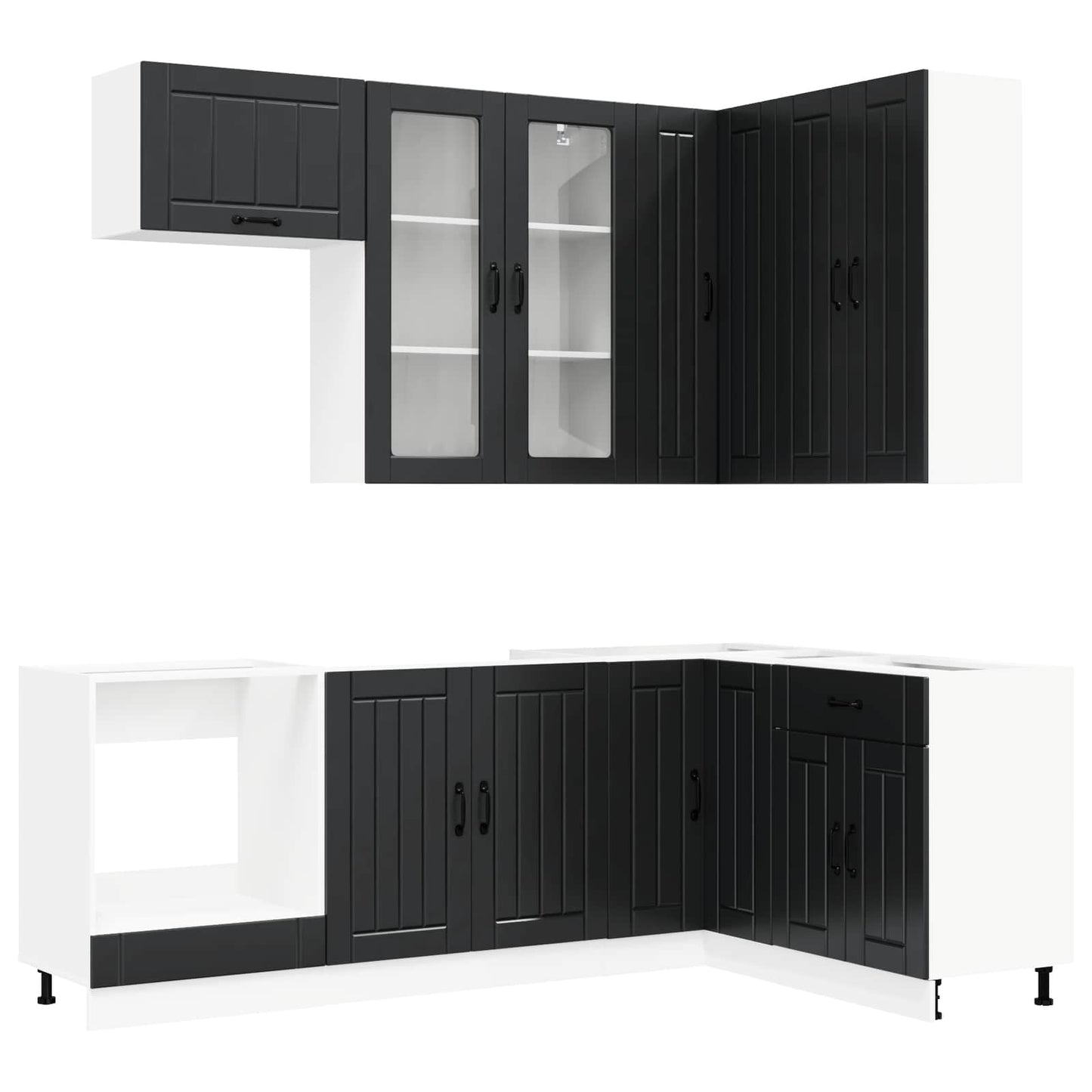 Kitchen Unit LUCCA 8 pcs Black Engineered Wood
