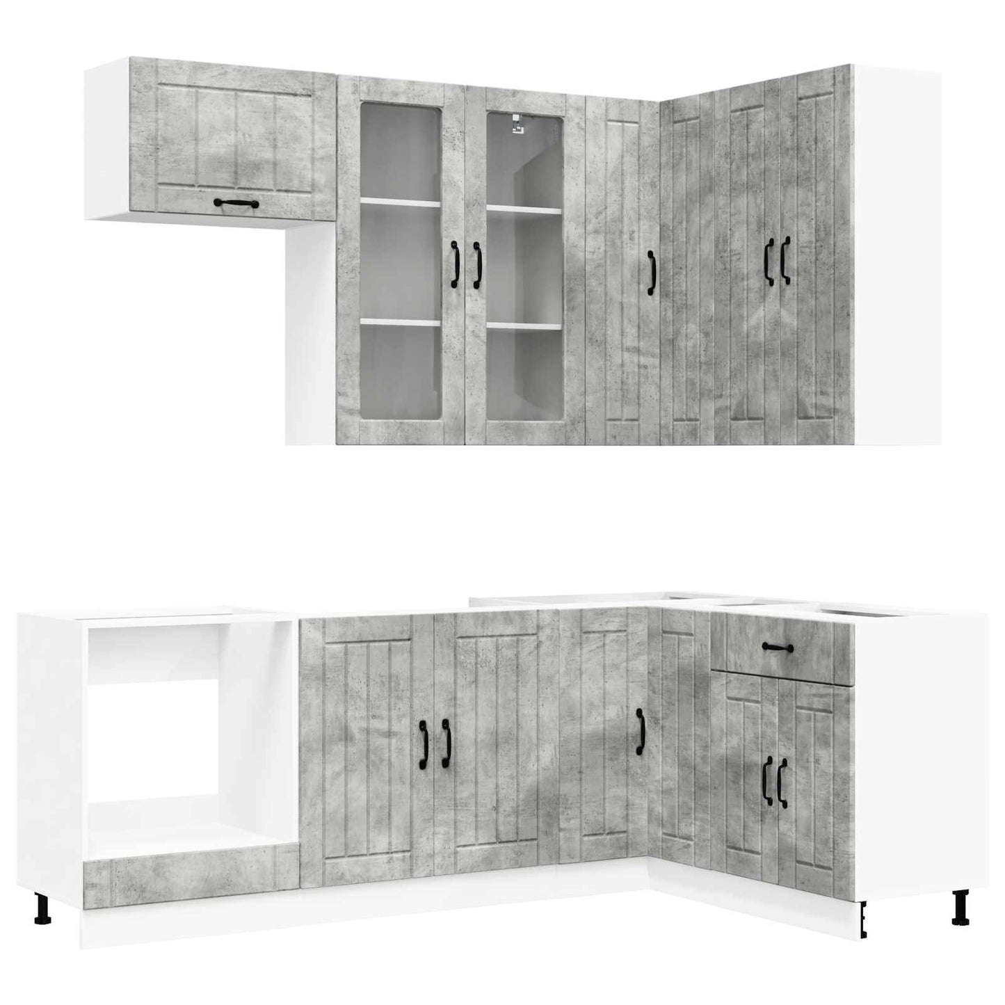 Kitchen Unit LUCCA 8 pcs Concrete Grey Engineered Wood