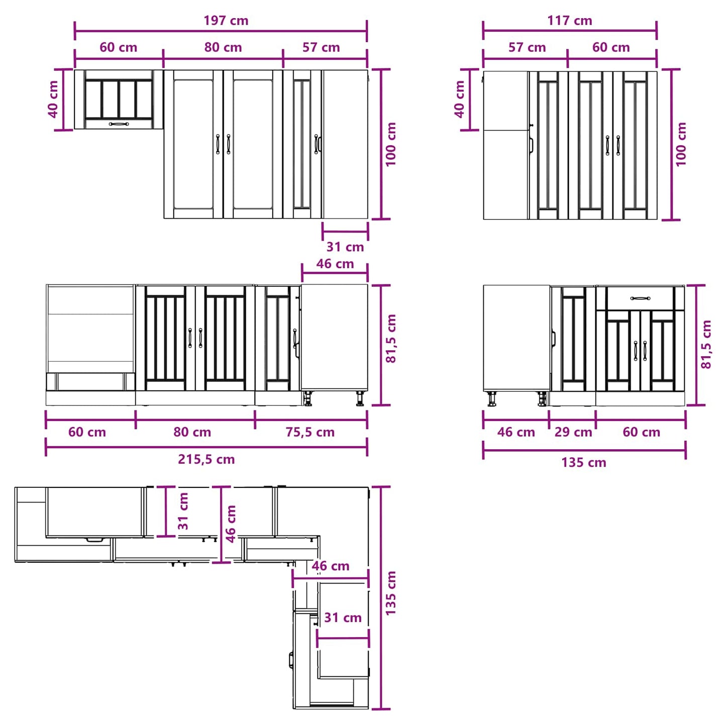 Kitchen Unit LUCCA 8 pcs Grey Sonoma Engineered Wood