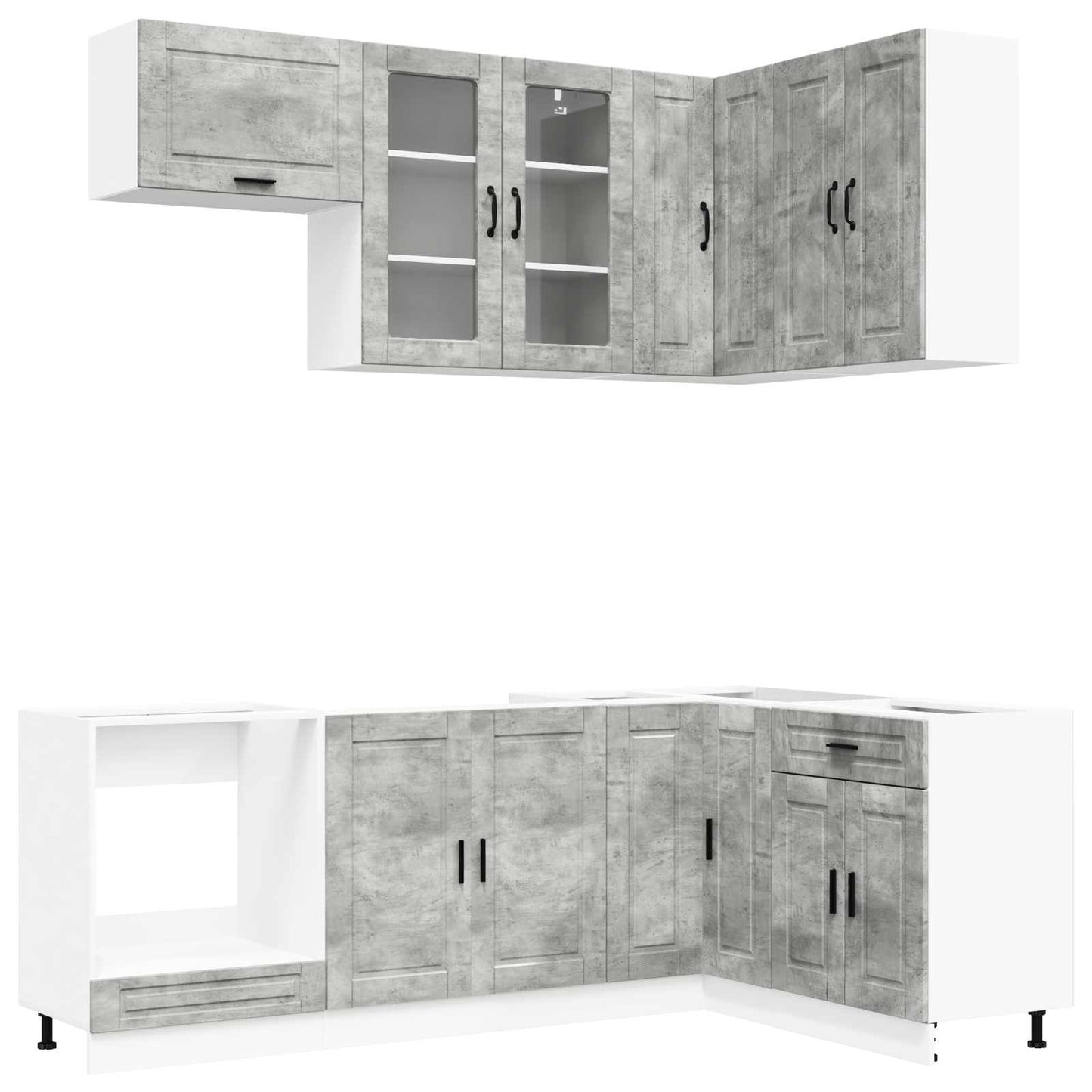 Kitchen Unit PORTO 8 pcs Concrete Grey Engineered Wood