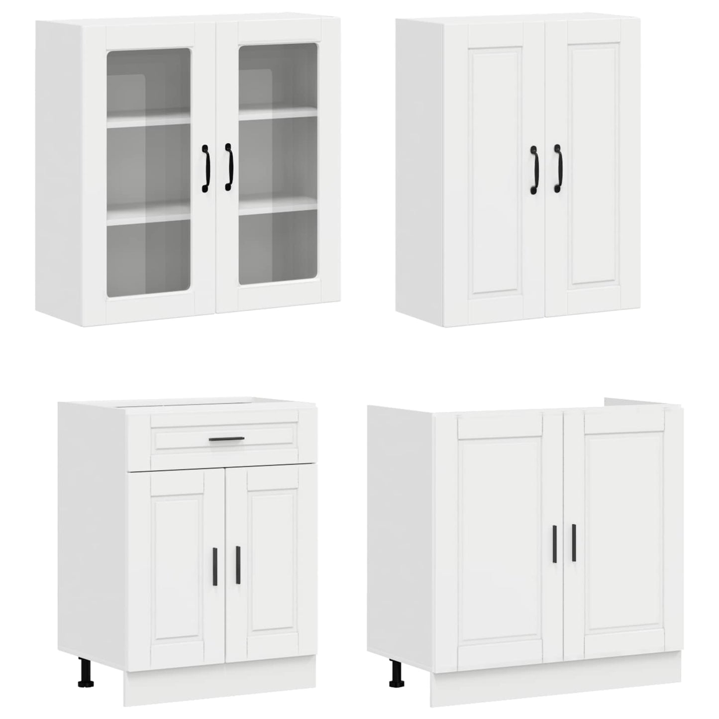 Kitchen Unit PORTO 8 pcs High Gloss White Engineered Wood