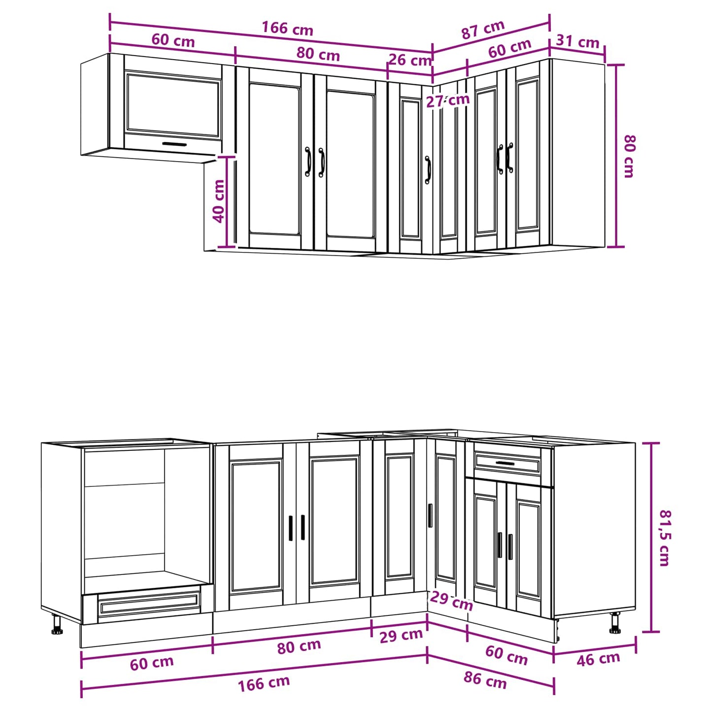 Kitchen Unit PORTO 8 pcs High Gloss White Engineered Wood
