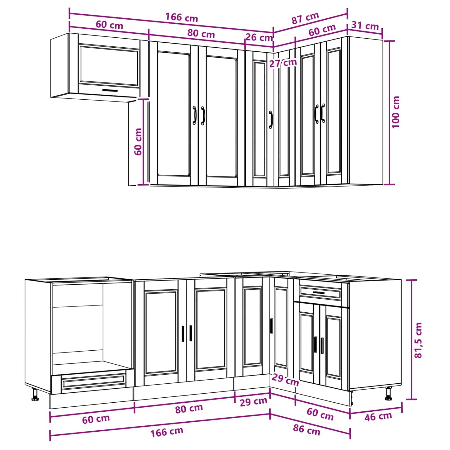 Kitchen Unit PORTO 8 pcs White Engineered Wood