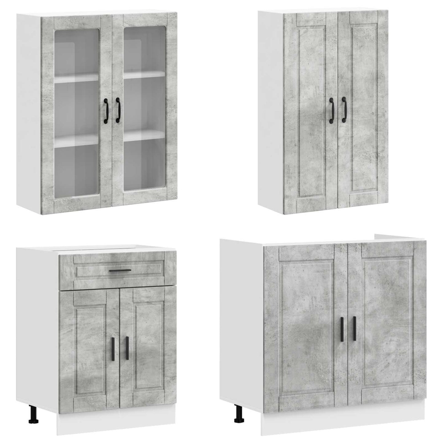Kitchen Unit PORTO 8 pcs Concrete Grey Engineered Wood