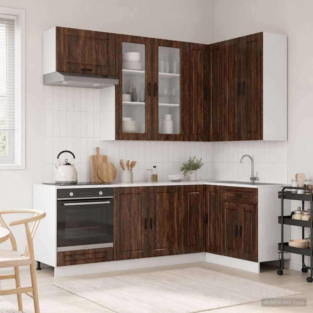 Kitchen Unit PORTO 8 pcs Brown Oak Engineered Wood