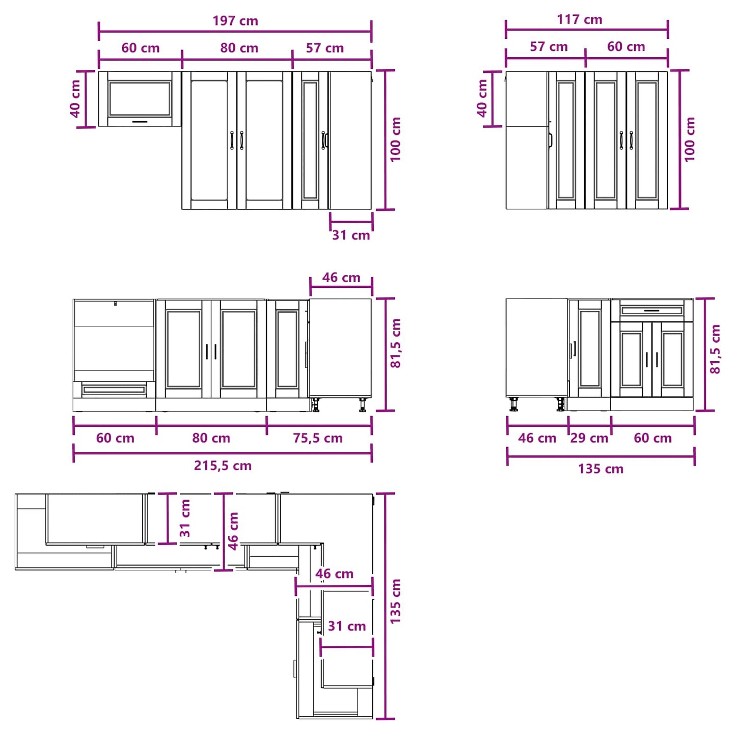 Kitchen Unit PORTO 8 pcs Brown Oak Engineered Wood