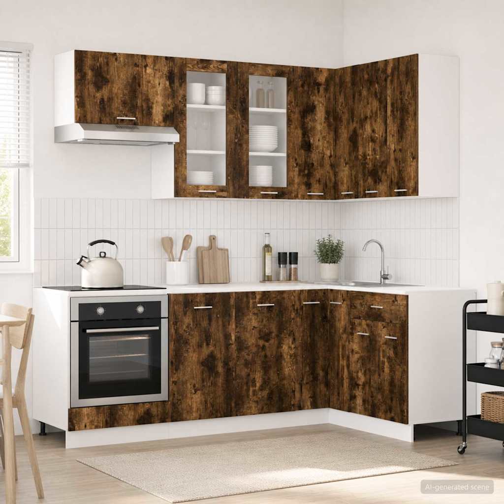 Kitchen Unit LYON 8 pcs Smoked Oak Engineered Wood