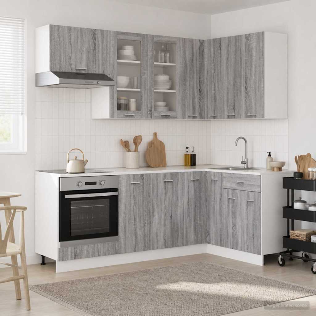 Kitchen Unit LYON 8 pcs Grey Sonoma Engineered Wood