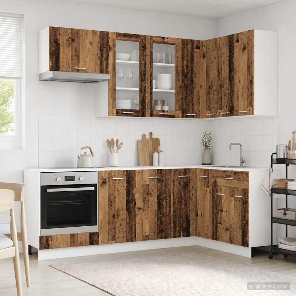 Kitchen Unit LYON 8 pcs Old Wood Engineered Wood