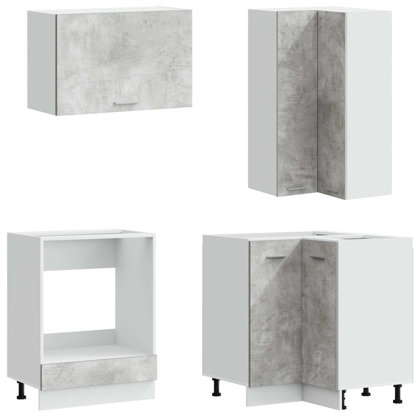 Kitchen Unit LYON 8 pcs Concrete Grey Engineered Wood
