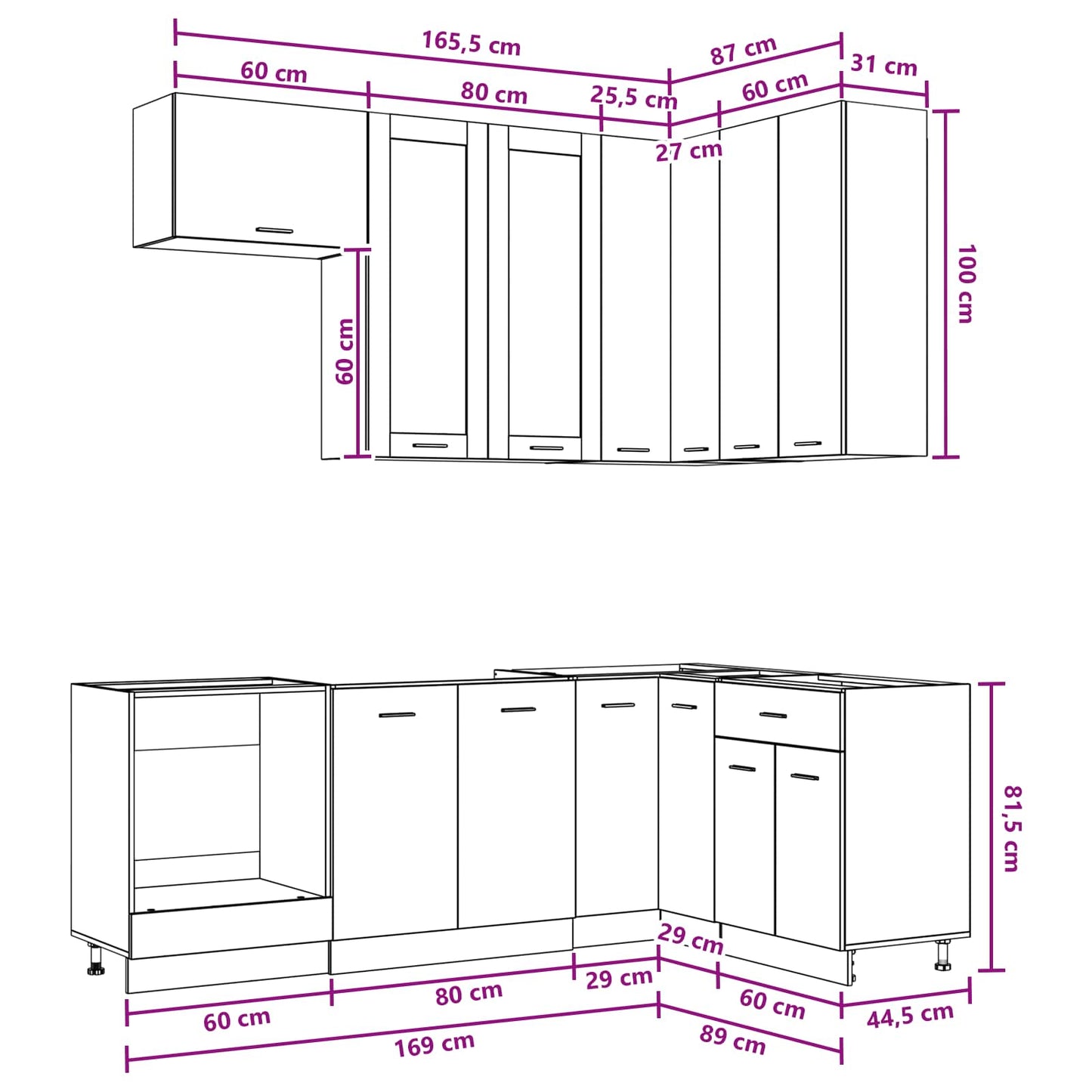Kitchen Unit LYON 8 pcs Smoked Oak Engineered Wood