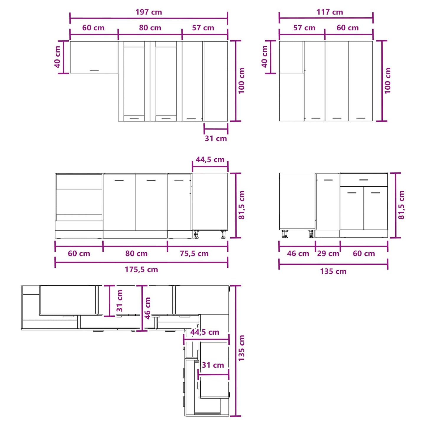 Kitchen Unit LYON 8 pcs Old Wood Engineered Wood