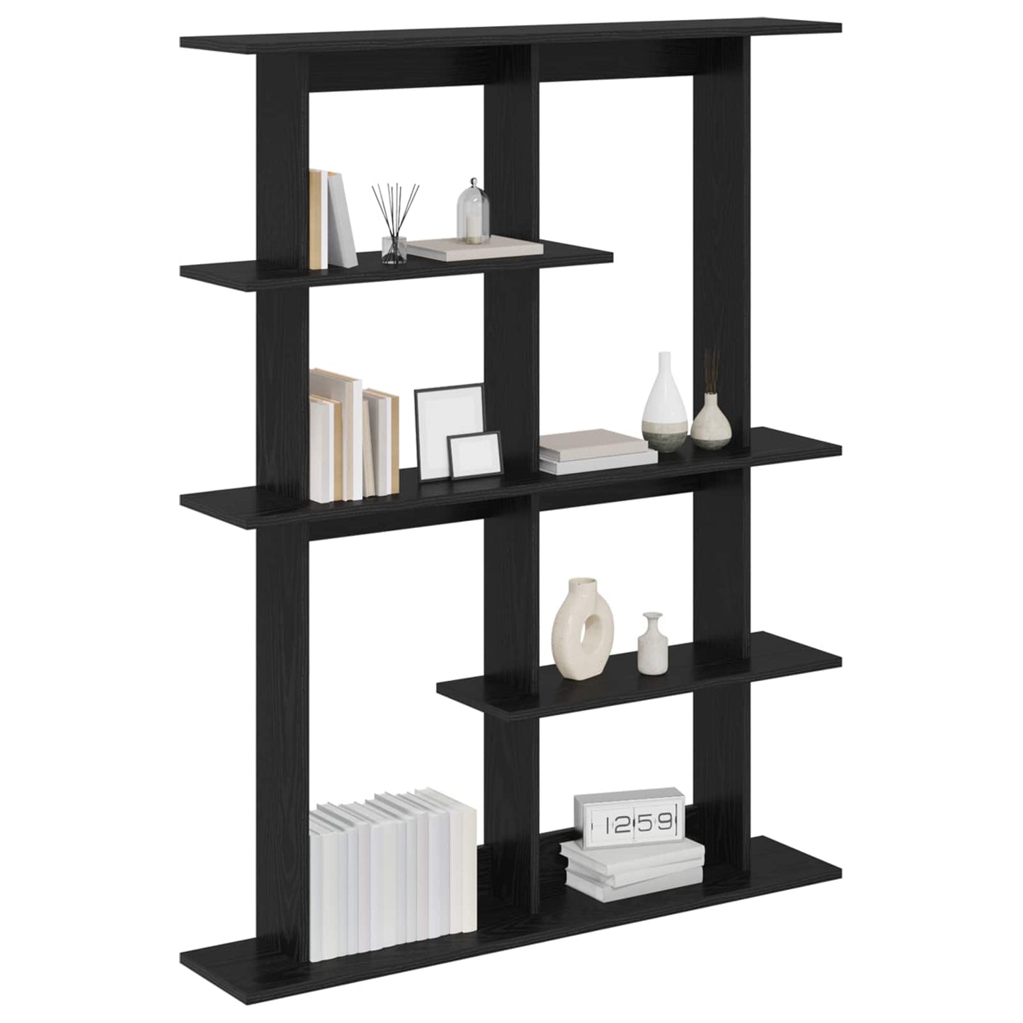 Wall Shelving Unit Black 102 x 20 x 130 cm Engineered Wood