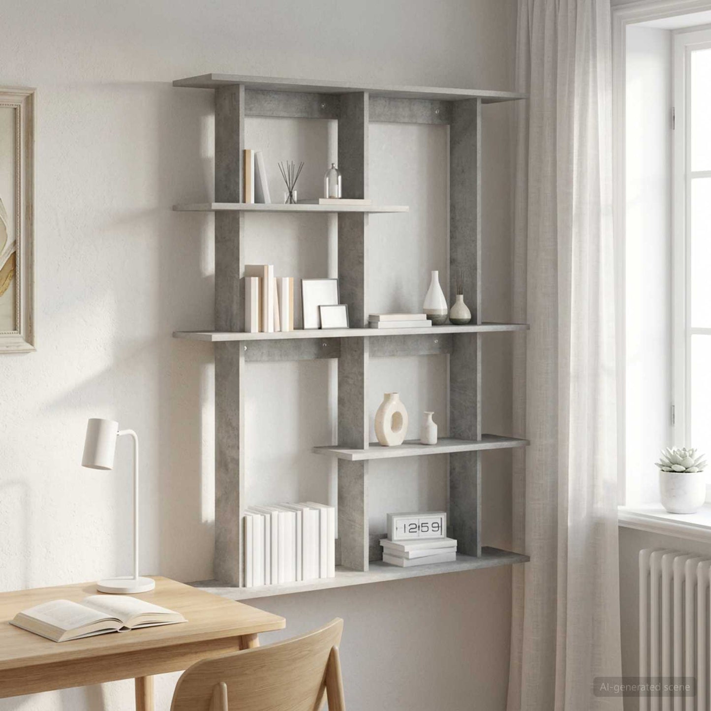Wall Shelf Concrete Grey 102 x 20 x 130 cm Engineered Wood