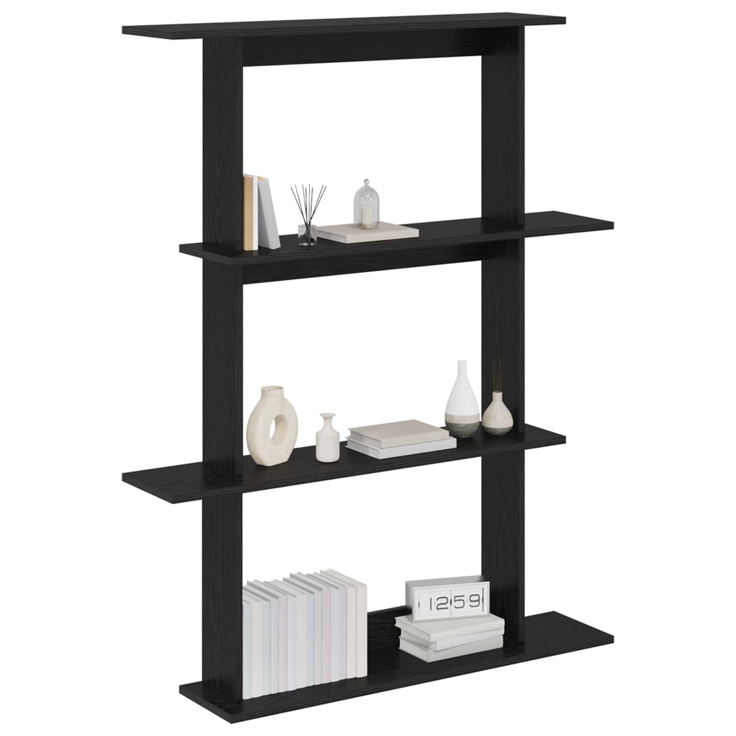 Wall Shelving Unit Black 100 x 20 x 126 cm Engineered Wood