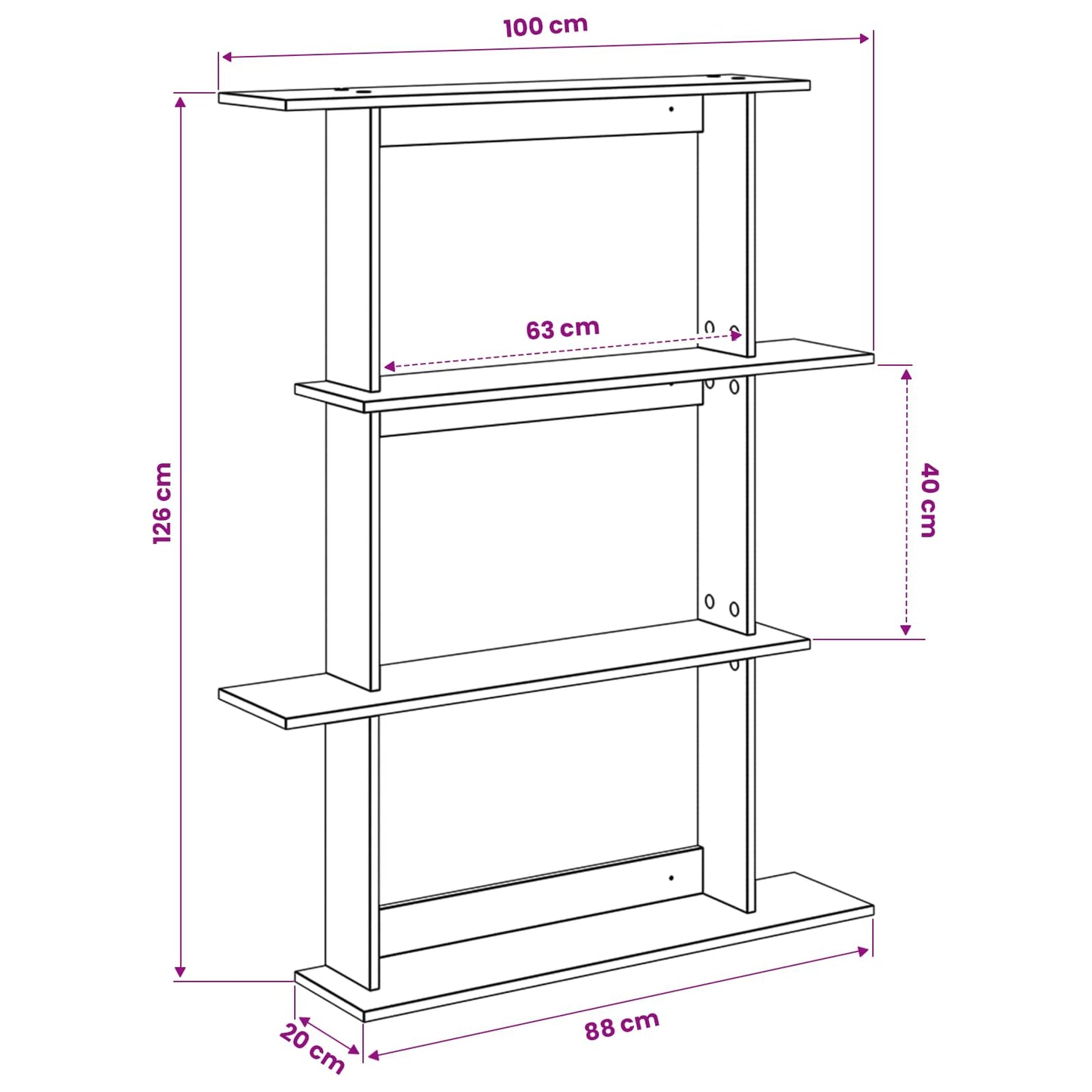 Wall Shelving Unit Brown 100 x 20 x 126 cm Engineered Wood