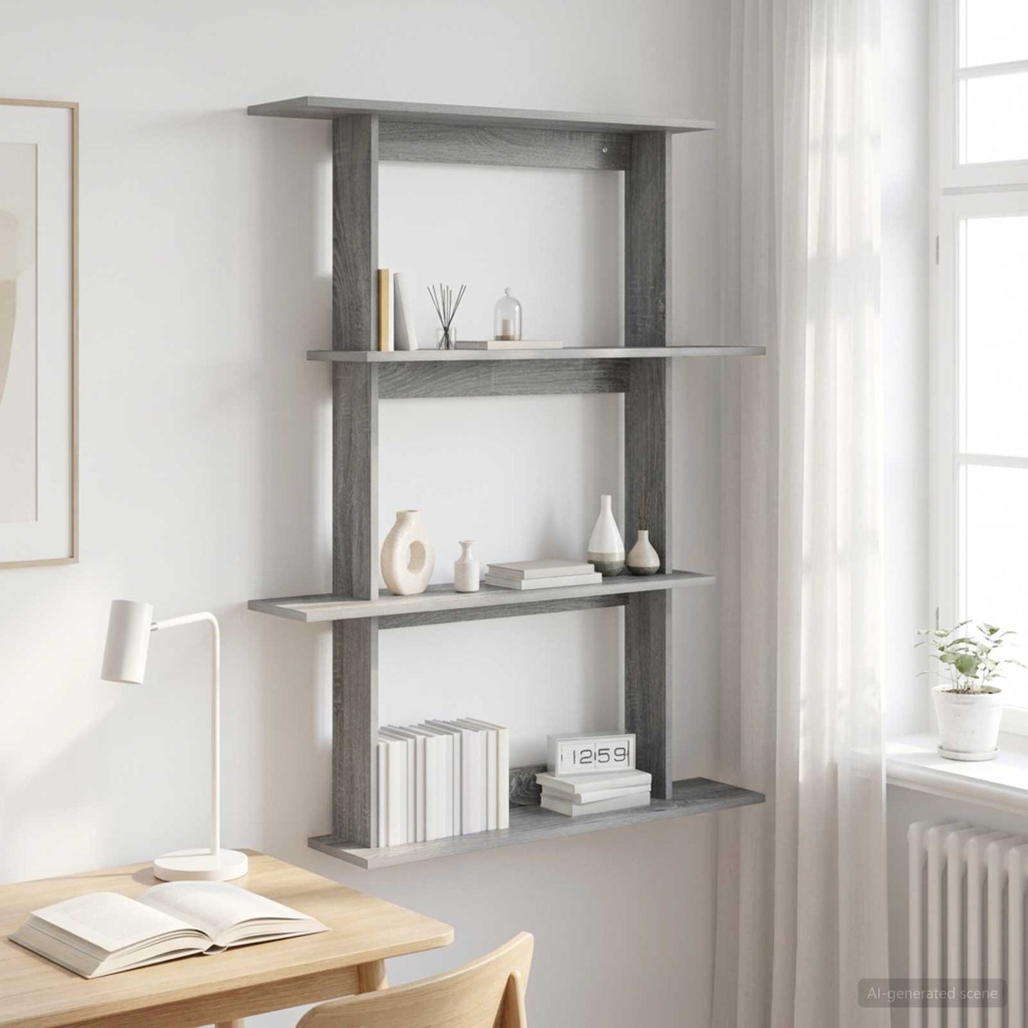 Wall Shelf Grey Sonoma 100 x 20 x 126 cm Engineered Wood