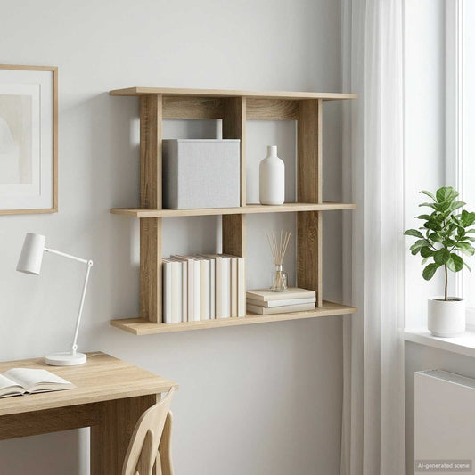 Wall Shelf Wall-Mounted Brown 80 x 20 x 75 cm Engineered Wood