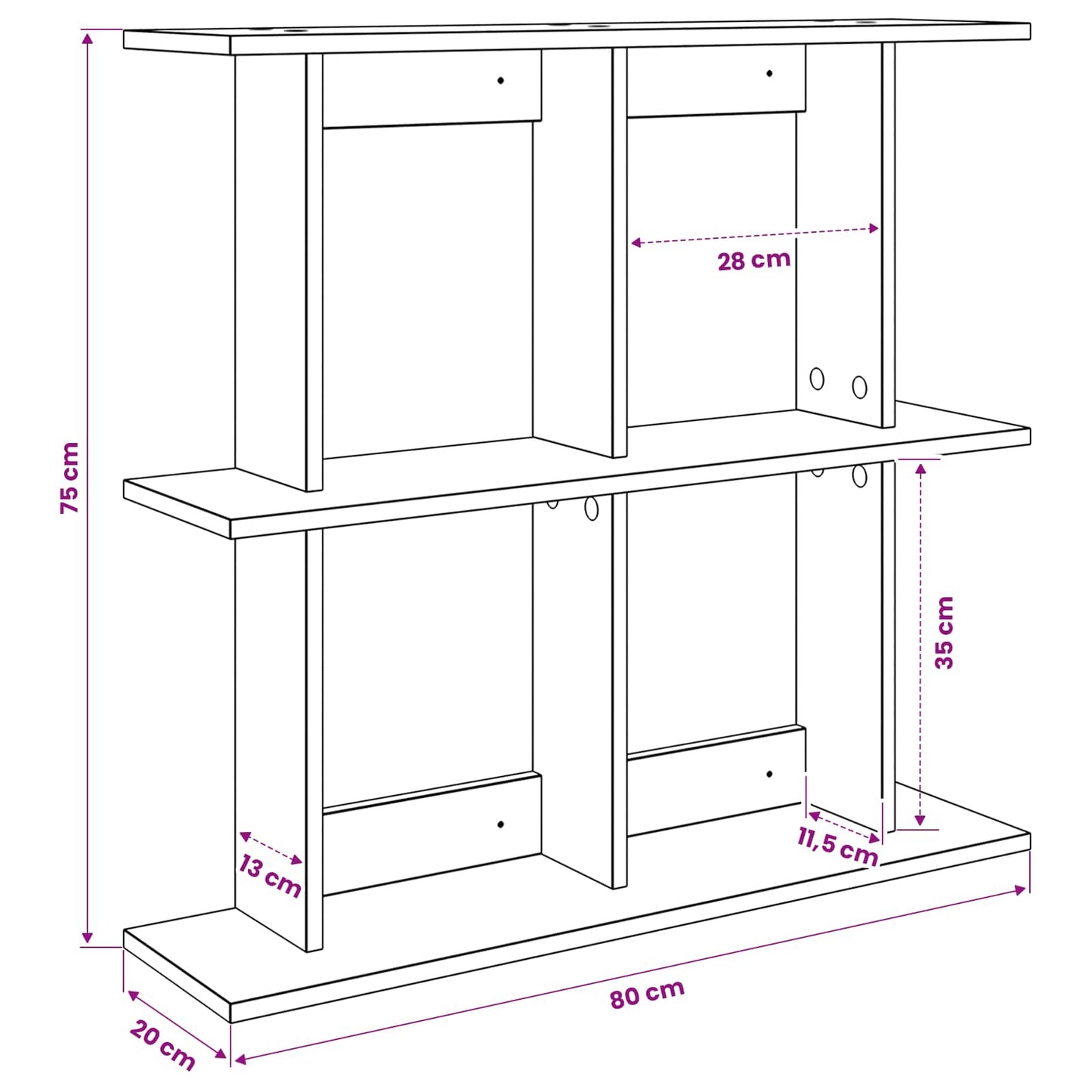Wall Shelf Wall-Mounted Brown 80 x 20 x 75 cm Engineered Wood