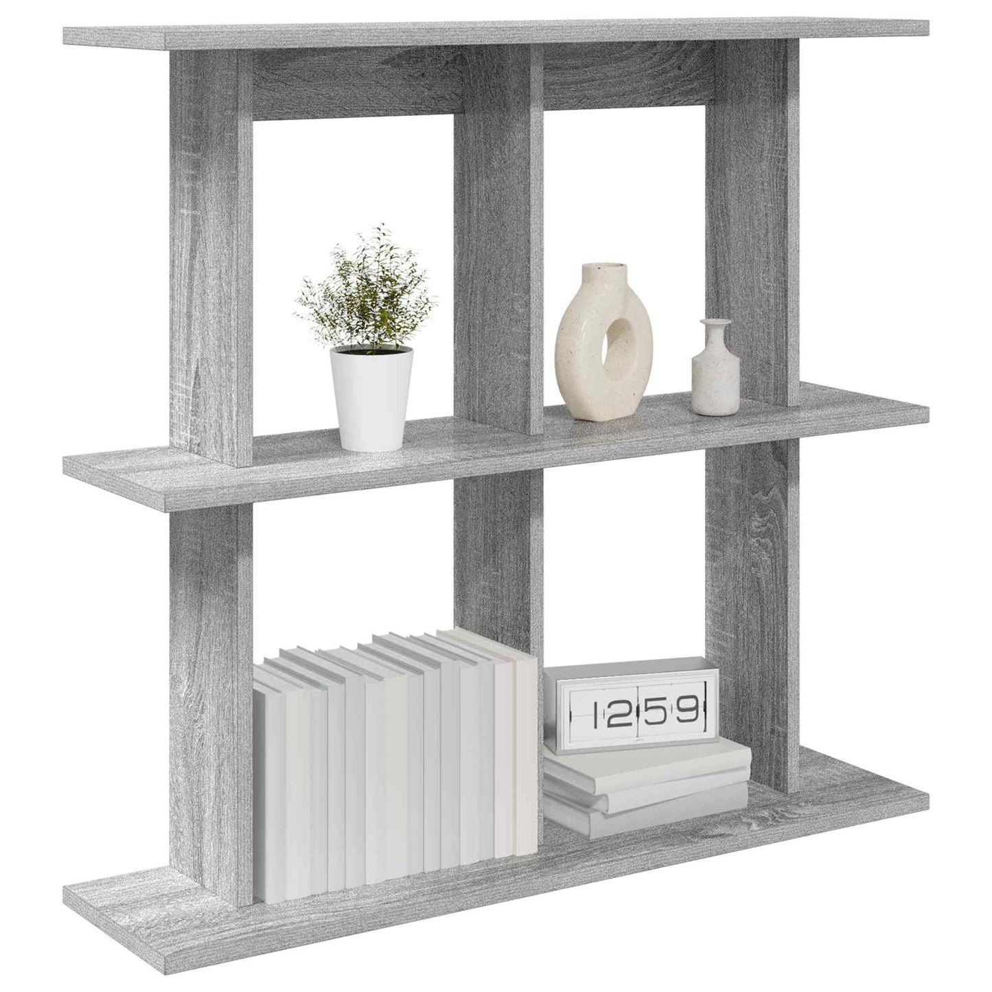 Wall Shelf Wall-Mounted Grey 80 x 20 x 75 cm Engineered Wood