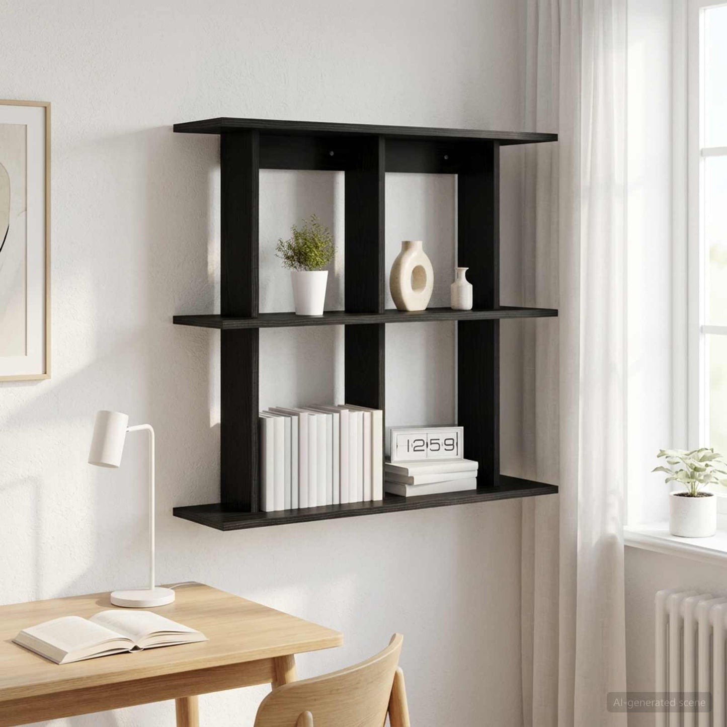 Wall Shelf Wall-Mounted Black Oak 100 x 20 x 75 cm