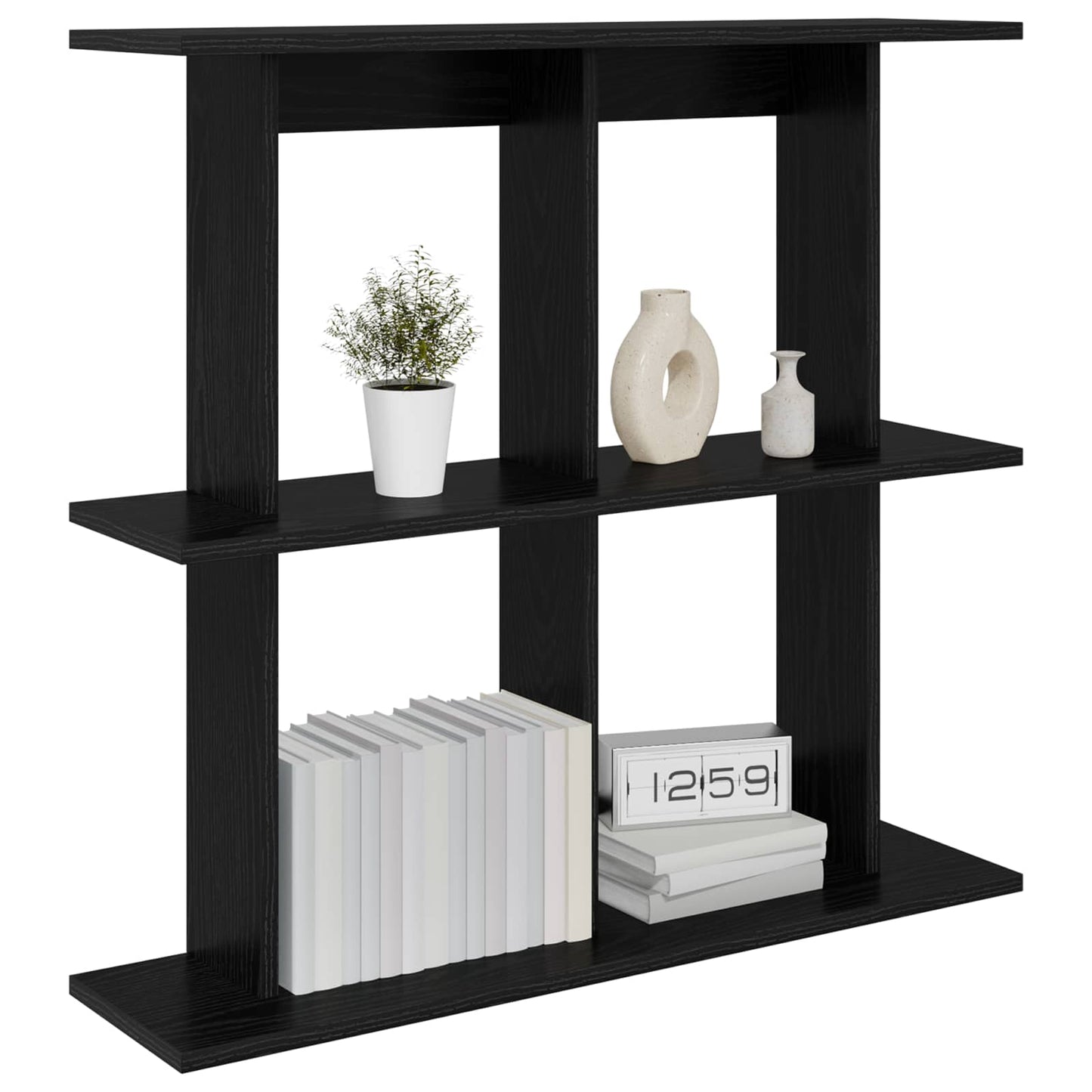 Wall Shelf Wall-Mounted Black 100 x 20 x 75 cm Engineered Wood