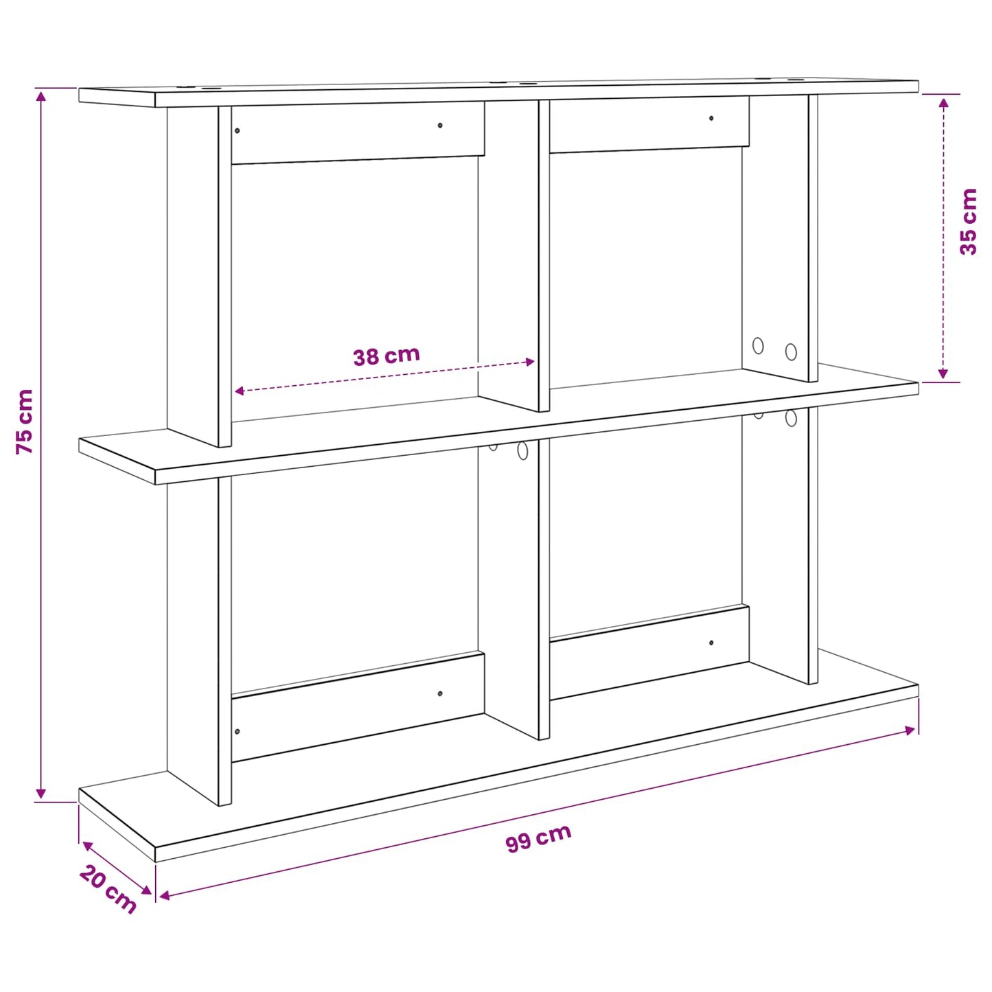 Wall Shelf Wall-Mounted Brown 100 x 20 x 75 cm Engineered Wood