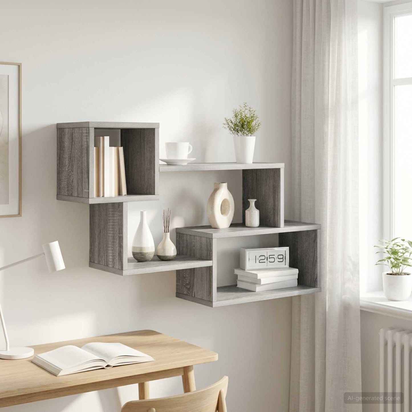 Floating Shelf Wall-Mounted Grey Sonoma 87 x 20 x 55 cm