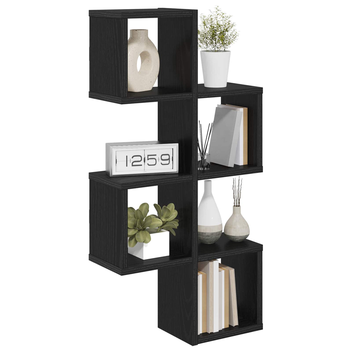 Wall Shelf Wall-Mounted Black 39 x 15 x 76 cm Engineered Wood