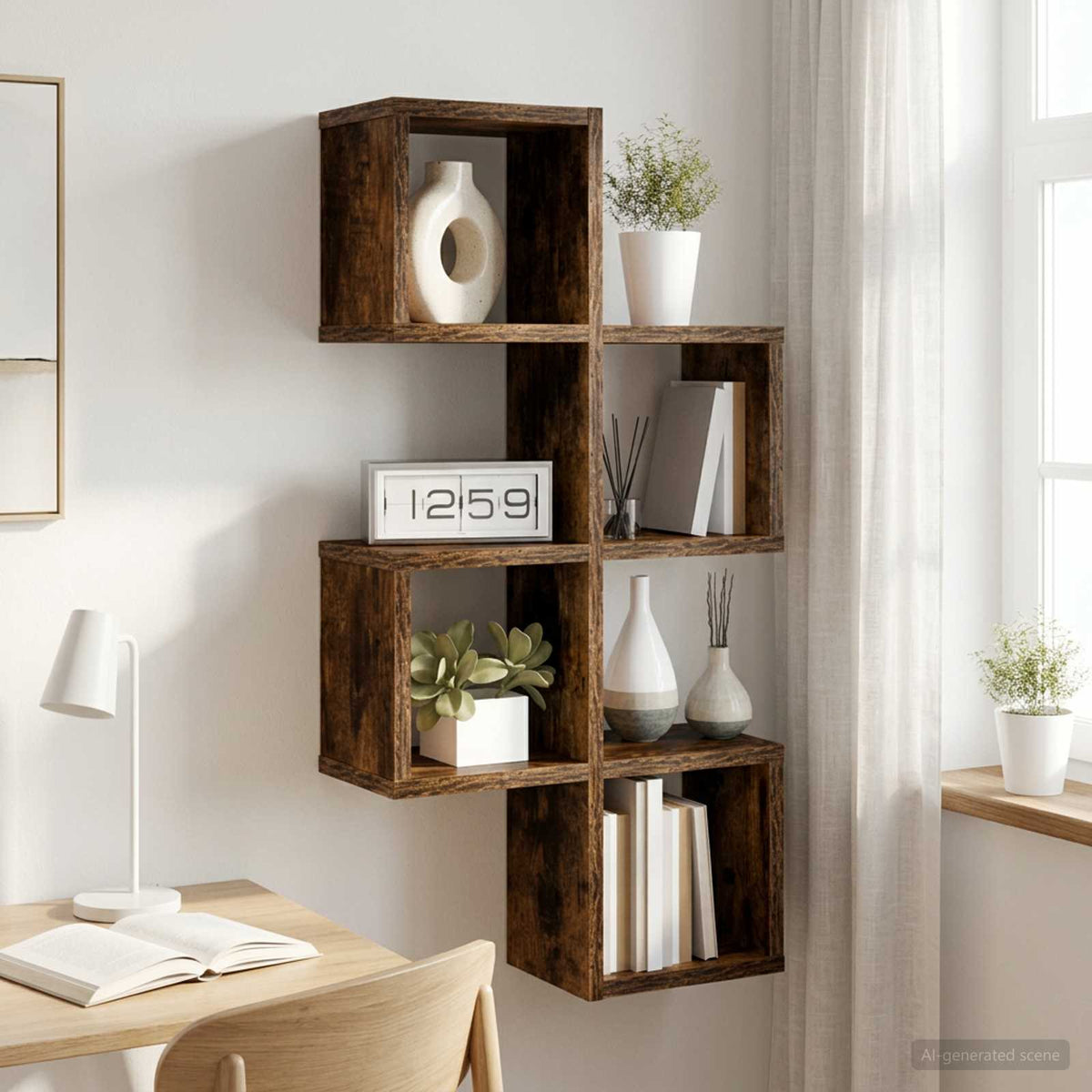 Wall Shelf Wall-Mounted Smoked Oak 39 x 15 x 76 cm