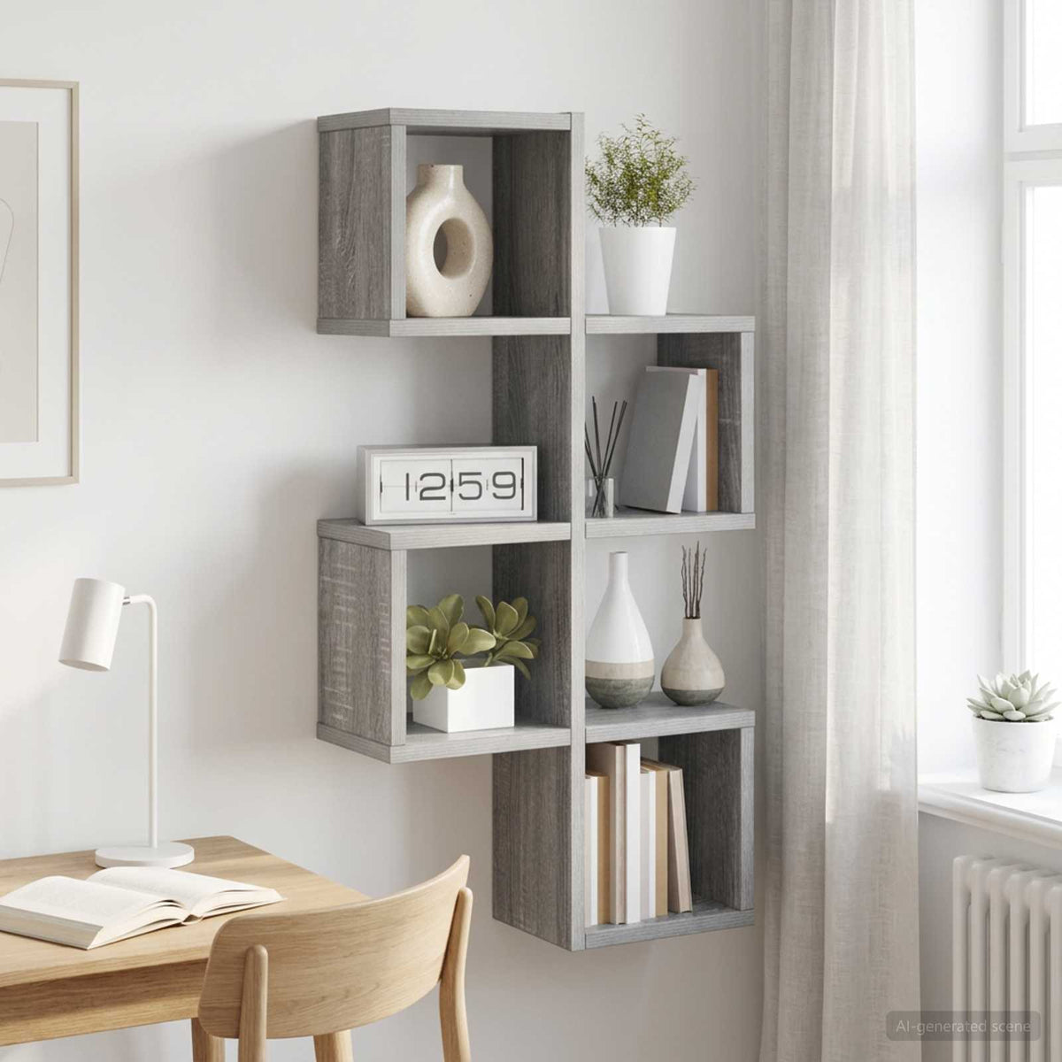Wall Shelf Wall-Mounted Grey Sonoma 39 x 15 x 76 cm