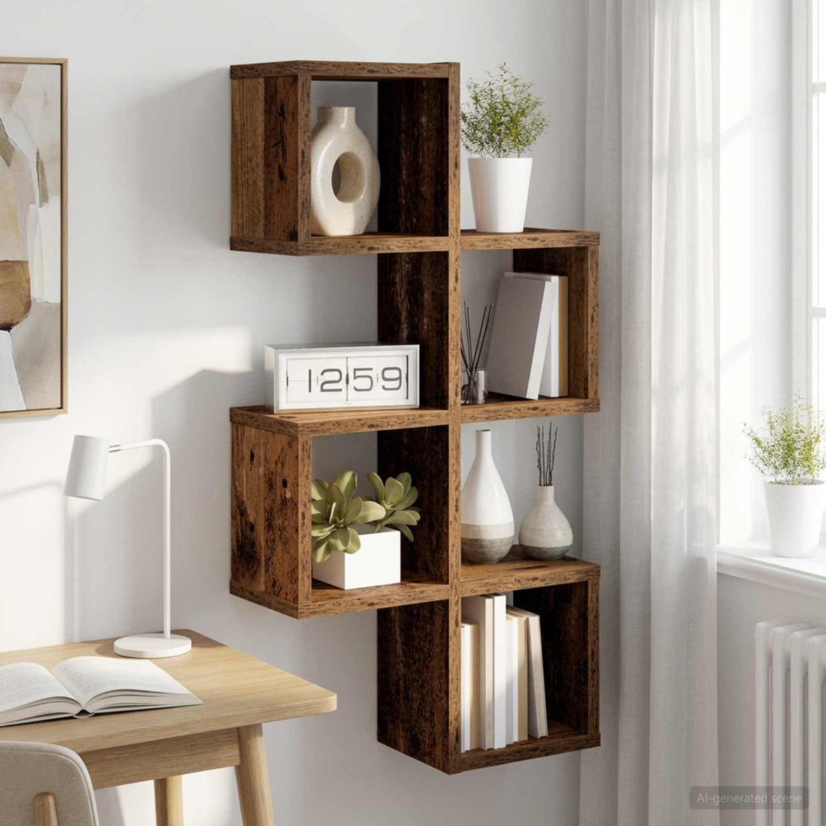 Wall Shelf Wall-Mounted Old Wood 39 x 15 x 76 cm