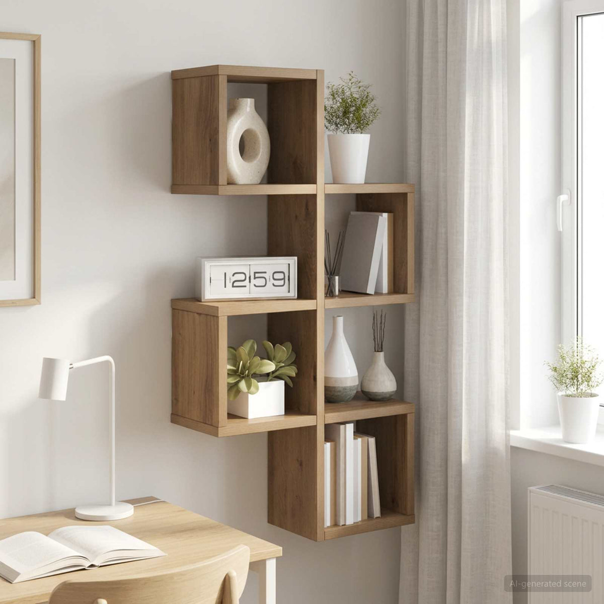 Wall Shelf Wall-Mounted Artisan Oak 39 x 15 x 76 cm