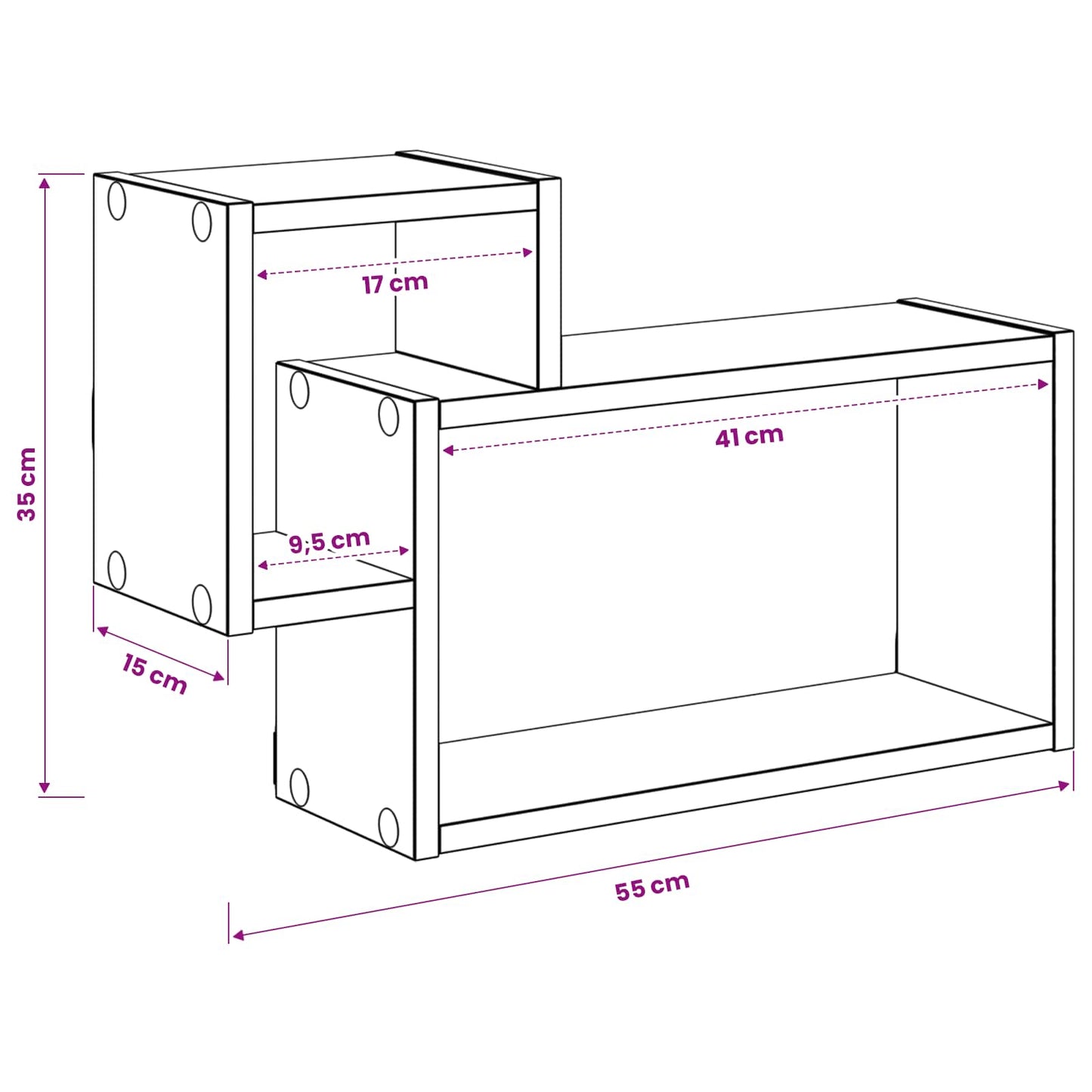 Wall Shelf Wall-Mounted Brown 55 x 15 x 35 cm Engineered Wood