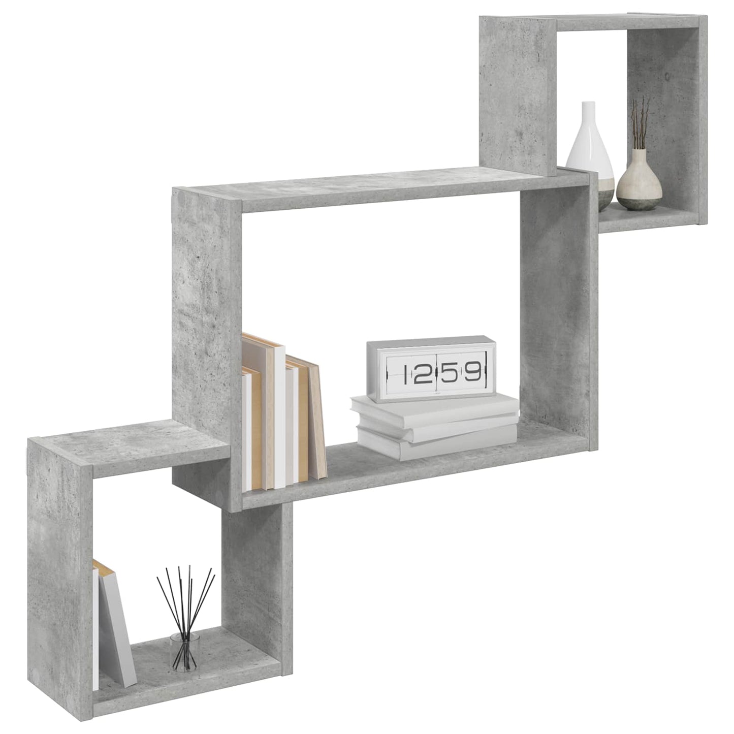 Wall Shelf Wall-Mounted Grey 91.5 x 15 x 76 cm Engineered Wood