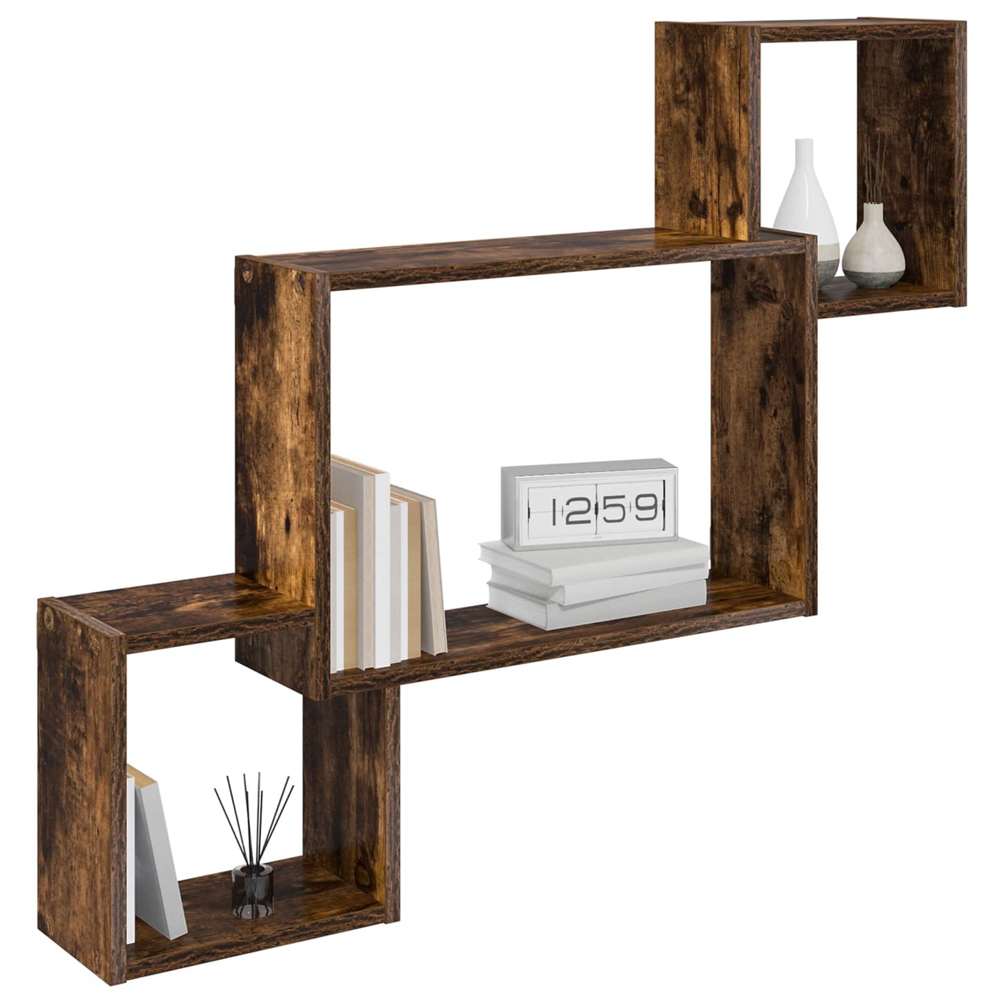 Wall Shelf Wall-Mounted Brown 91.5 x 15 x 76 cm Engineered Wood