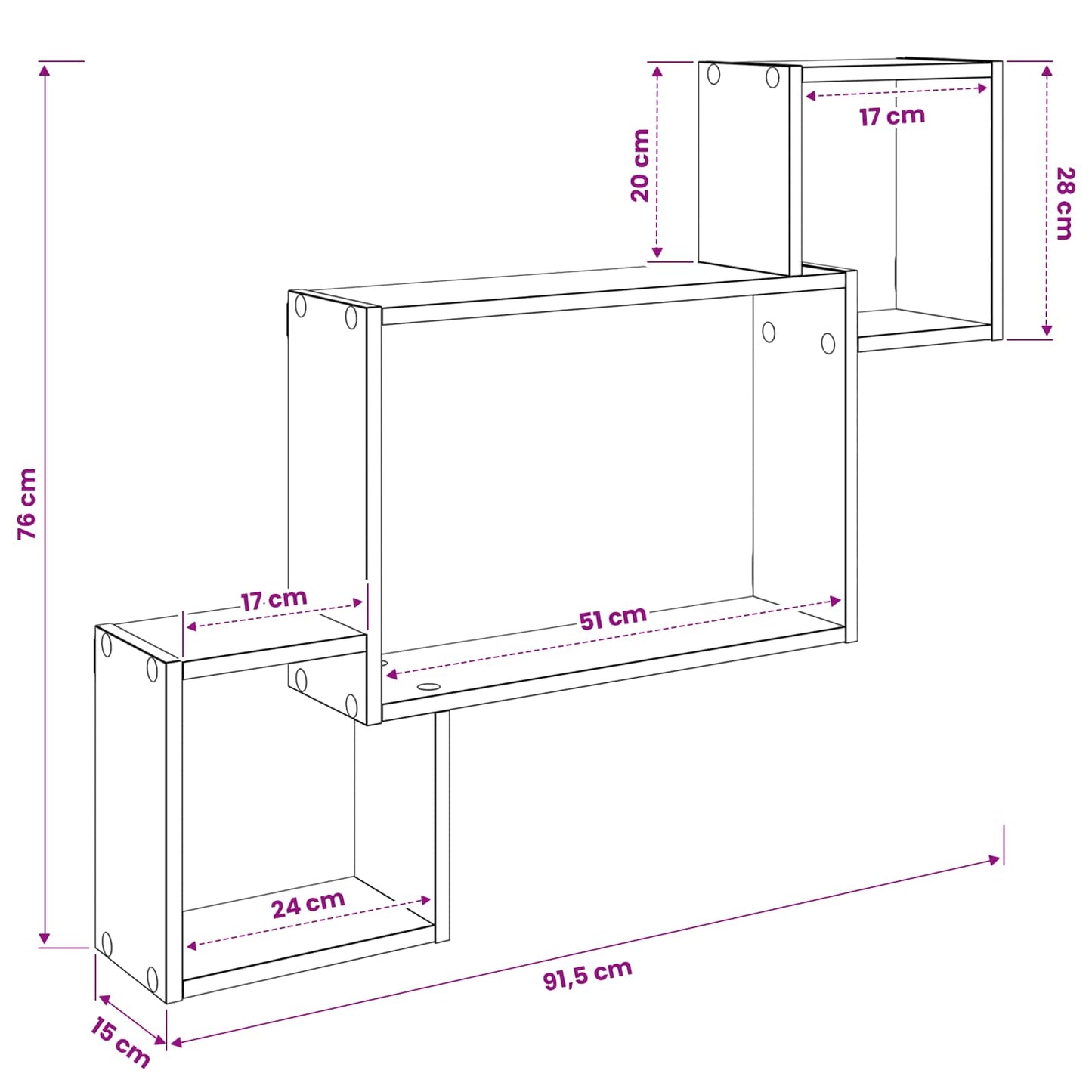 Wall Shelf Wall-Mounted Brown 91.5 x 15 x 76 cm Engineered Wood