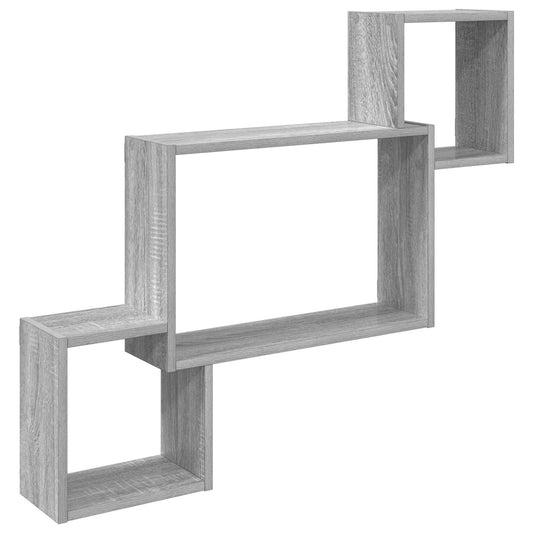 Wall Shelf Wall-Mounted Grey 91.5 x 15 x 76 cm Engineered Wood