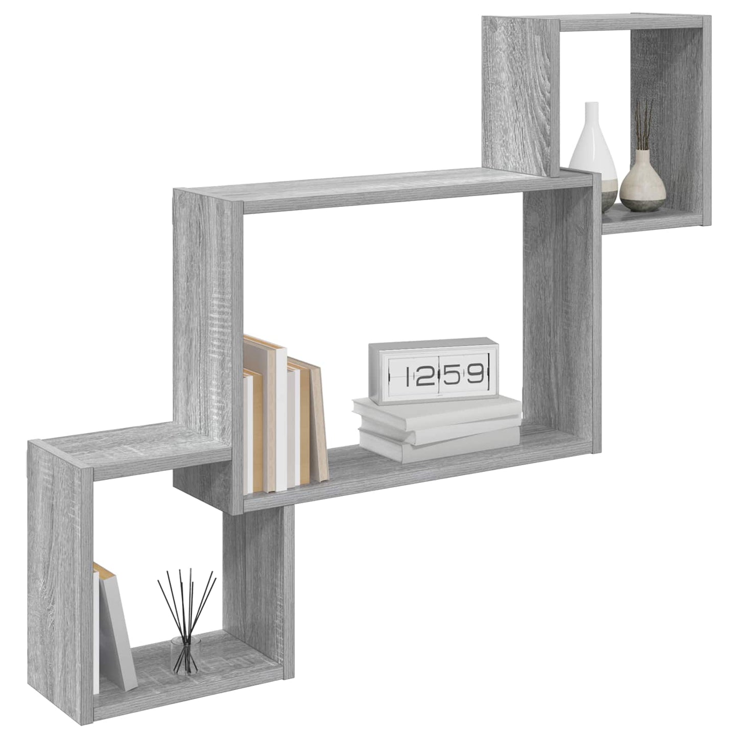 Wall Shelf Wall-Mounted Grey 91.5 x 15 x 76 cm Engineered Wood