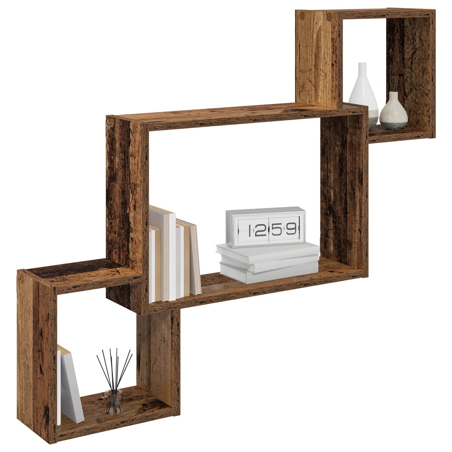 Wall Shelf Wall-Mounted Brown 91.5 x 15 x 76 cm Engineered Wood