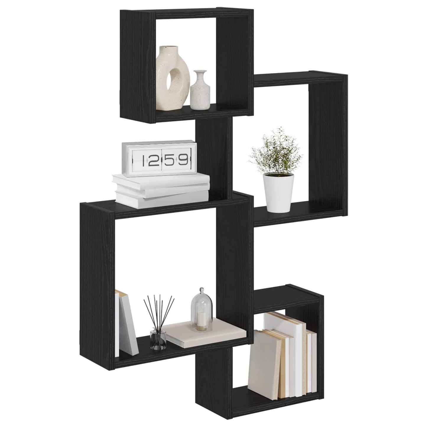 Wall Cube Shelves Wall-Mounted Black 64 x 13.5 x 91.5 cm