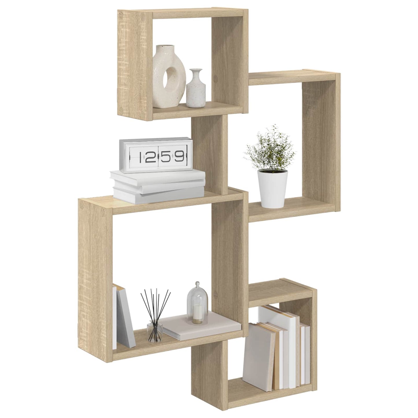 Wall Cube Shelves Wall-Mounted Brown 64 x 13.5 x 91.5 cm