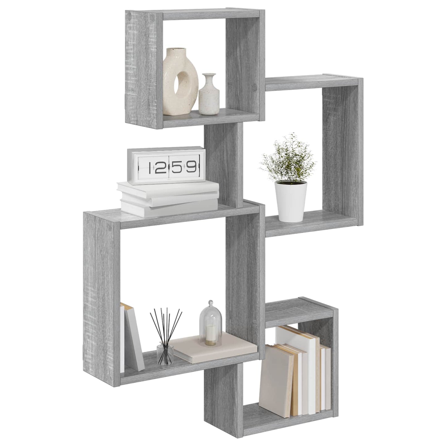 Wall Cube Shelves Wall-Mounted Grey 64 x 13.5 x 91.5 cm