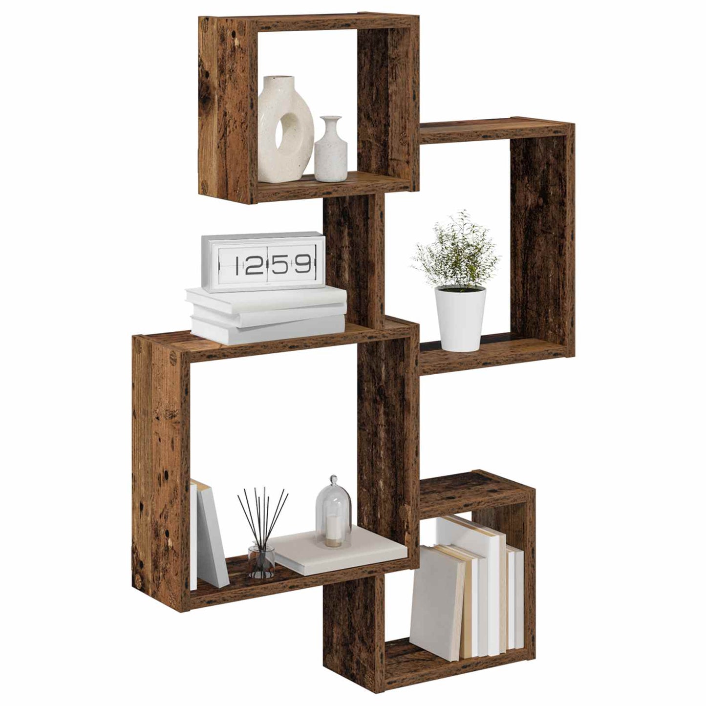 Wall Cube Shelves Wall-Mounted Brown 64 x 13.5 x 91.5 cm